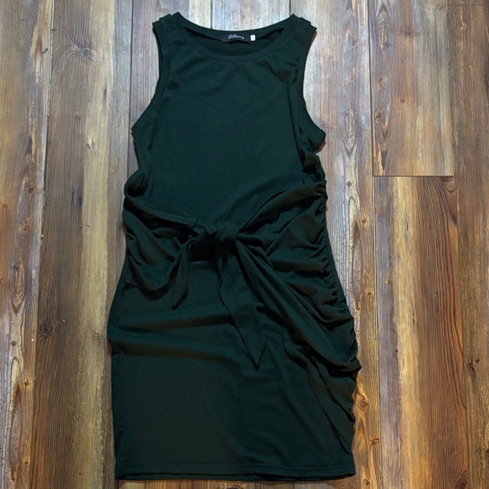 Lillisory dark olive tie front  Mini Dress Small